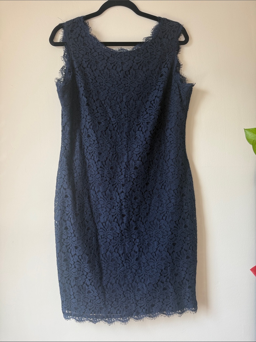 Sleeveless Navy Lace Sheath Dress